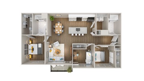 Floor plan for 3 beds, 2 baths, 1246 sqft